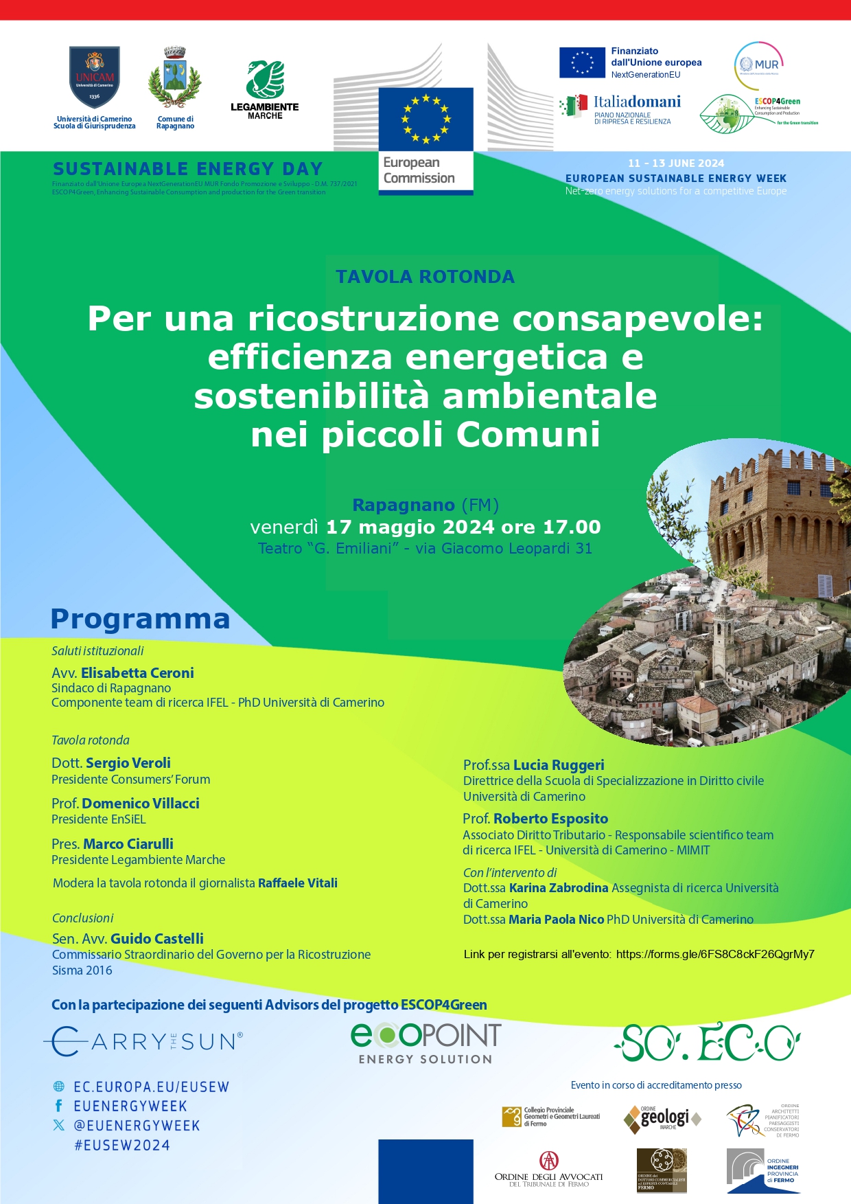 Round table "Per una ricostruzione consapevole: efficienza energetica e sostenibilità ambientale nei piccoli Comuni"