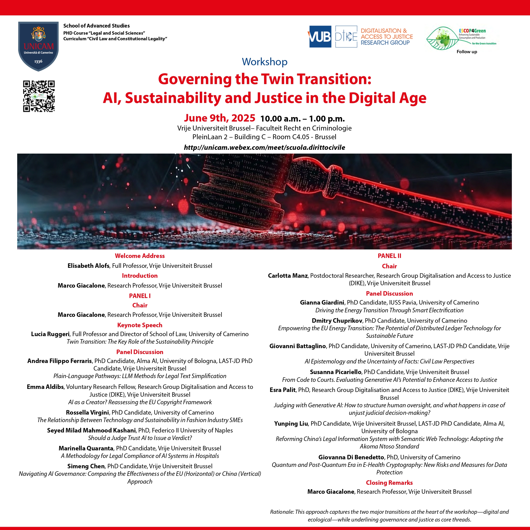 Workshop "Governing the Twin Transition: AI, Sustainability and Justice in the Digital Age"
